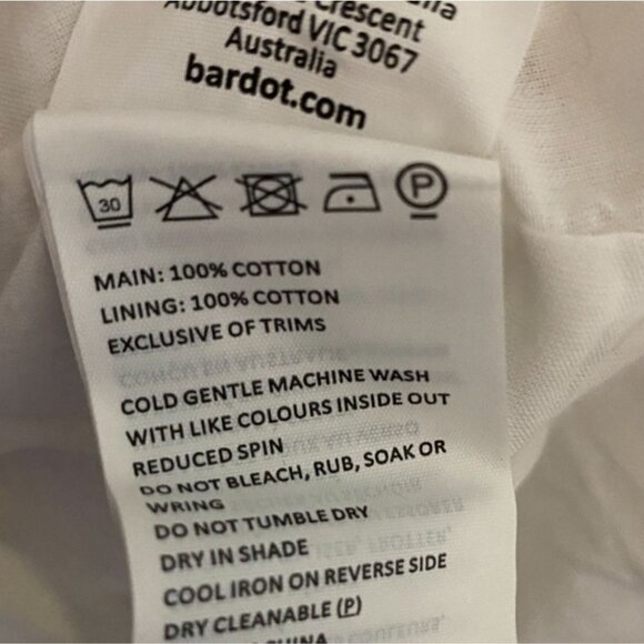 Bardot Junior White Eyelet Lace Cotton Dress Size 16 With Puff Sleeves & Back Zi - Picture 4 of 5